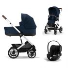 Cybex Kinderwagen 3 In 1 Talos S Lux Silver Ocean Blue Navy Blue Met Cybex Autostoel Cloud T