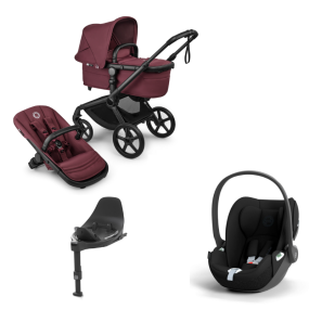 Bugaboo Kinderwagen 3 in 1 Fox 5 Renew Complete Black | Dark Cherry + Cybex Autostoel Groep 0 Cloud T I Size Sepia Black + Draaibare Base T Black