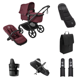 Bugaboo Kinderwagen Fox 5 Renew Essentiële Bundel Complete Black | Dark Cherry