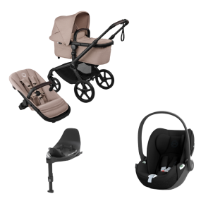 Bugaboo Kinderwagen 3 in 1 Fox 5 Renew Complete Black | Desert Taupe Melange + Cybex Autostoel Groep 0 Cloud T I Size Sepia Black + Draaibare Base T Black