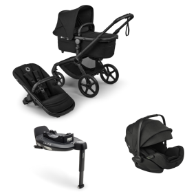 Bugaboo Kinderwagen 3 in 1 Fox 5 Renew Complete Black | Heritage Black + Bugaboo Autostoel Otter by Nuna Groep 0 + Draaibare Isofix Base 360