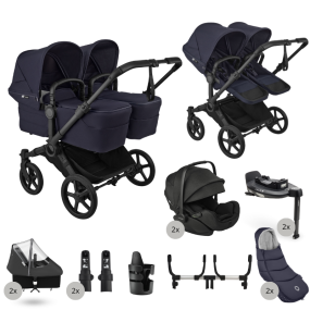 Bugaboo Donkey 6 Tweeling Ultimate Newborn Bundle Twin Black | Deep Indigo