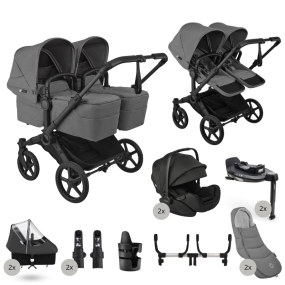 Bugaboo Donkey 6 Tweeling Ultimate Newborn Bundle Twin Black | Moon Grey
