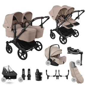 Bugaboo Donkey 6 Tweeling Ultimate Newborn Bundle Twin Black | Desert Taupe Melange
