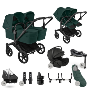 Bugaboo Donkey 6 Tweeling Ultimate Newborn Bundle Twin Black | Fern Green