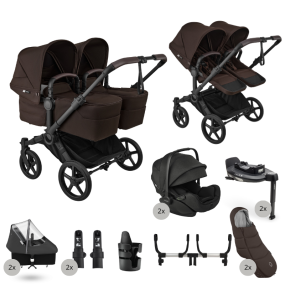 Bugaboo Donkey 6 Tweeling Ultimate Newborn Bundle Twin Black | Cocoa Brown