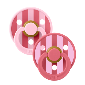 BIBS Studio Fopspeen Colour Block Baby Pink Coral Mix Size 1 (2-pack)