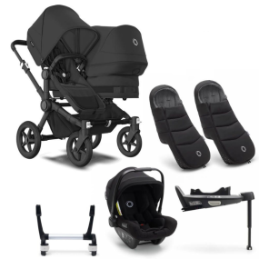 Bugaboo Donkey 5 Duo Kinderwagen 3 In 1 Black Midnight Black + Isofix Base + Voetenzak