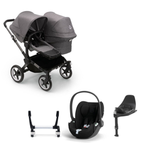 Bugaboo Donkey 5 Duo Kinderwagen 3 In 1 Graphite Grey Melange Met Cybex Cloud T Groep 0 Autostoel + Isofix Base