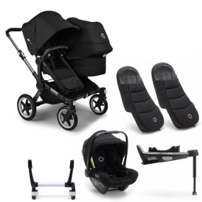 Bugaboo Donkey 5 Duo Kinderwagen 3 In 1 Graphite Midnight Black + Isofix Base + Voetenzak