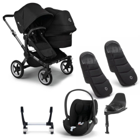 Bugaboo Donkey 5 Duo Kinderwagen 3 In 1 Graphite Midnight Black Met Cybex Cloud T Groep 0 Autostoel + Isofix Base + Voetenzak