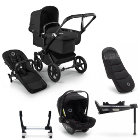 Bugaboo Donkey 5 Mono Kinderwagen 3 In 1 Black Midnight Black + Isofix Base + Voetenzak