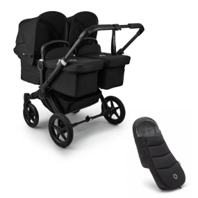 Bugaboo Donkey 5 Tweeling Kinderwagen 2 In 1 Black Midnight Black + Voetenzak