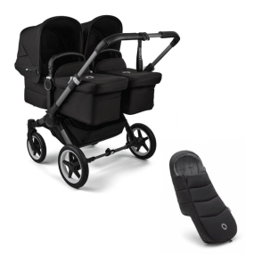 Bugaboo Donkey 5 Tweeling Kinderwagen 2 In 1 Graphite Midnight Black + Voetenzak