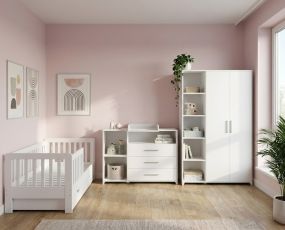 Cabino Peuterkamer Met Lade Joan Wit 3 Delig met Commode Jim en Lars Kledingkast