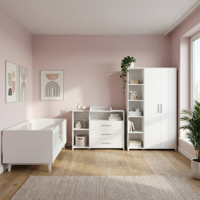 Cabino Peuterkamer Timo Wit 3 Delig met Commode Jim en Lars Kledingkast