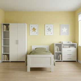 Cabino Tienerkamer Noel Wit 3 Delig met Commode Jim Wit en Lars Kledingkast Wit