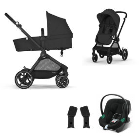 Cybex Kinderwagen 3 In 1 Cybex EOS Black Moon Black + Cybex Autostoel Aton B2 I-Size