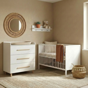 Born Lucky Babykamer Wit 2 Delig Baby Bed Lola + Commode Stockholm