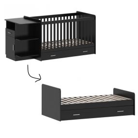 Born Lucky Meegroei Ledikant Met Lade Sydney Zwart 70 x 140 cm