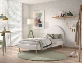 VIPACK Moon Bed 90x200 Cm Wit Bouclé Teddy