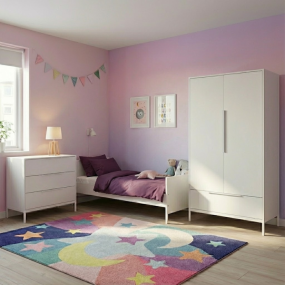 Born Lucky Tienerbed Napels Wit & Santiago Commode & Kledingkast