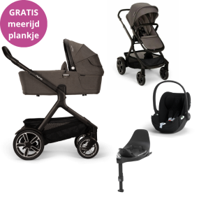 Nuna Kinderwagen 3 in 1 DEMI™ next Thunder + Autostoel Cloud T I Size + Cybex Draaibare Base T