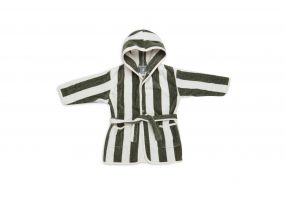 Jollein Badjas Stripe Terry Leaf green 1 tot 2 jaar GOTS