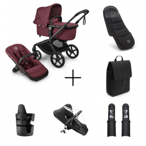 Bugaboo Kinderwagen Fox 5 Renew Essentiële Bundel Complete Black | Dark Cherry