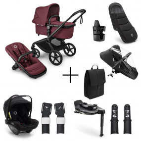 Bugaboo Kinderwagen Fox 5 Renew Ultieme Newborn Bundel Complete Black | Dark Cherry