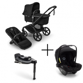 Bugaboo Kinderwagen 3 in 1 Fox 5 Renew Complete Black | Heritage Black + Bugaboo Autostoel Groep 0 Turtle Air by Nuna Black + Draaibare Isofix Base 360
