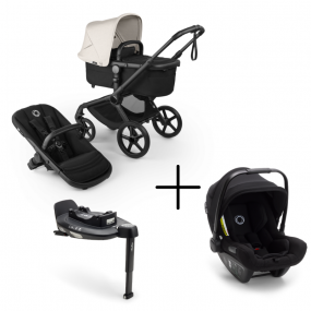 Bugaboo Kinderwagen 3 in 1 Fox 5 Renew Complete Black | Heritage Black Misty White + Bugaboo Autostoel Groep 0 Turtle Air by Nuna Black + Draaibare Isofix Base 360