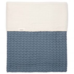Koeka Ledikantdeken Cotton Fleece Wafel Amsterdam Bluestone 100x150