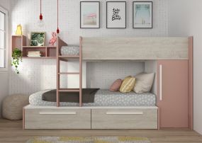 Stapelbed Jules Met Lades Antique Pink 