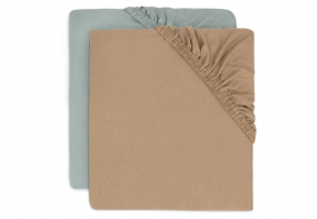 Jollein Hoeslaken Jersey 60x120cm Sea Green/Biscuit (2pack)