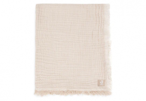 Jollein Deken Ledikant 120x120cm Fringe Stripe Biscuit/Ivory GOTS