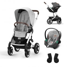 Cybex Kinderwagen Talos S Lux Silver Lava Grey Mid Grey Met Cybex Autostoel Aton S2