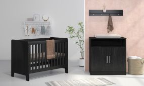 Cabino Babykamer Tucson Zwart Met Baby Bed Zoe 2 Delig