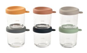 Beaba Set Van 6 Glazen Bewaarpotjes 250 ml Sunrise Color Mix