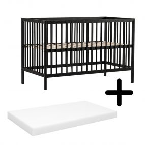 Cabino Baby Bed Mees Zwart 60 x 120 cm Met Matras