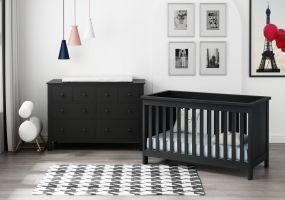 Cabino Babykamer Zwart 2 Delig Baby Bed Tucson + Commode Bretagne