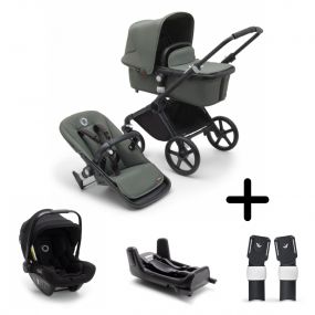 Bugaboo Kinderwagen 3 In 1 Fox Cub Compleet Black Forest Green + Isofix Base + Autostoel Adapters