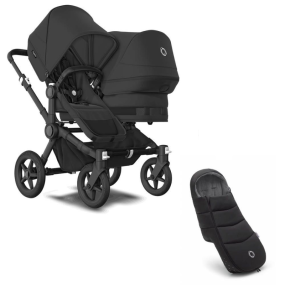 Bugaboo Donkey 5 Duo Kinderwagen 2 In 1 Black Midnight Black + Voetenzak