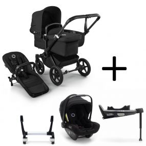 Bugaboo Donkey 5 Mono Kinderwagen 3 In 1 Black Midnight Black + Isofix Base