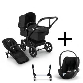 Bugaboo Donkey 5 Mono Kinderwagen 3 In 1 Black Midnight Black Met Cybex Cloud T Groep 0 Autostoel