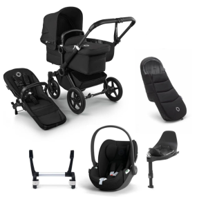 Bugaboo Donkey 5 Mono Kinderwagen 3 In 1 Black Midnight Black Met Cybex Cloud T Groep 0 Autostoel + Isofix Base + Voetenzak