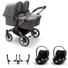 Bugaboo Donkey 5 Tweeling Kinderwagen 3 In 1 Graphite Grey Melange Met Twee Cybex Cloud T Groep 0 Autostoelen