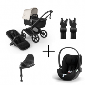 Bugaboo Kinderwagen 3 in 1 Fox 5 Renew Complete Black | Heritage Black Misty White + Cybex Autostoel Groep 0 Cloud T I Size Sepia Black + Draaibare Base T Black + Autostoel adapters