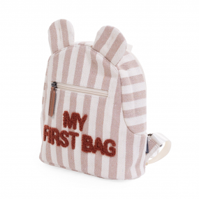 Childhome My First Bag Kinderrugzak Strepen - Nude/Terracotta