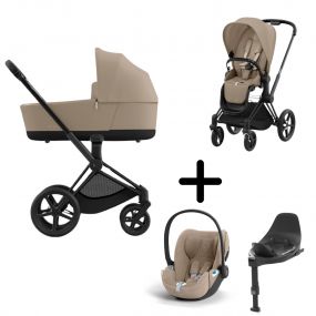 Cybex Priam Kinderwagen 3 In 1 Matt Black Cozy Beige + Isofix base